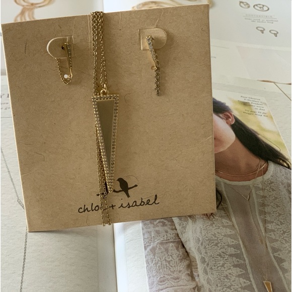 Chloe + Isabel minimalist layers. Pave Necklace + Earrings. - Picture 3 of 4